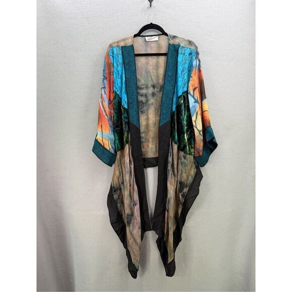 Sterling Styles Womens Multicolor Semi-sheer Artsilk‎ Kimono Cardigan One Size - Picture 11 of 11